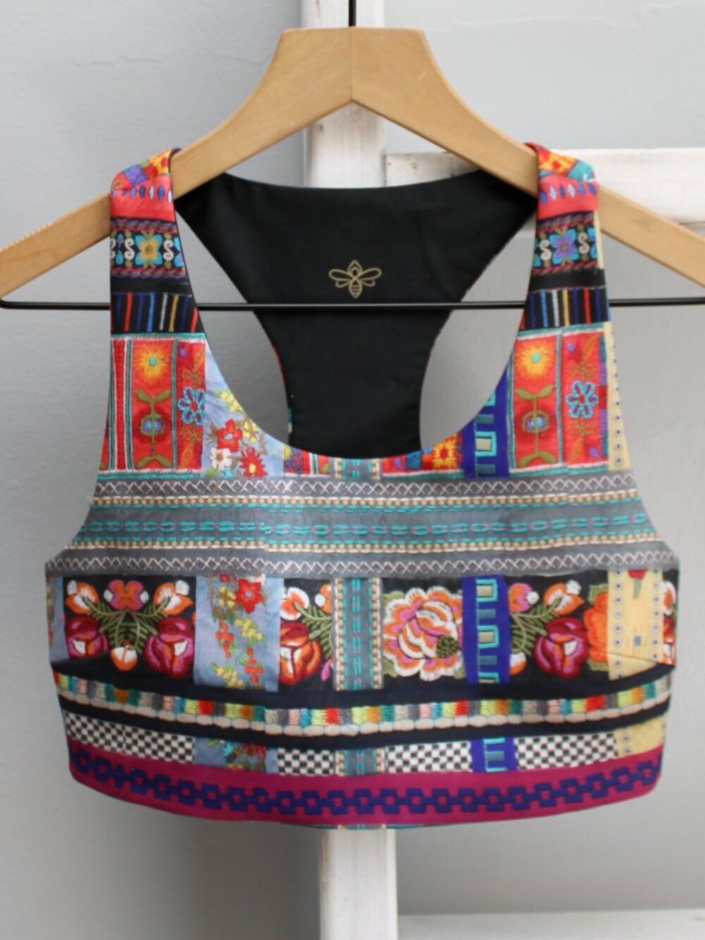 Johnny Was Beatrice Bee Active Reversible Sports Bra Black Multicolor Size XS